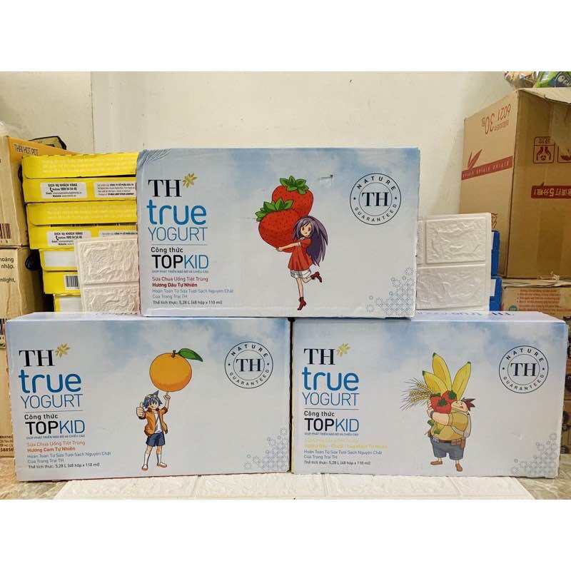 1 Thùng Sữa TH True Yogurt Top Kid 48 hộp x 110ml Dâu Cam Chuối