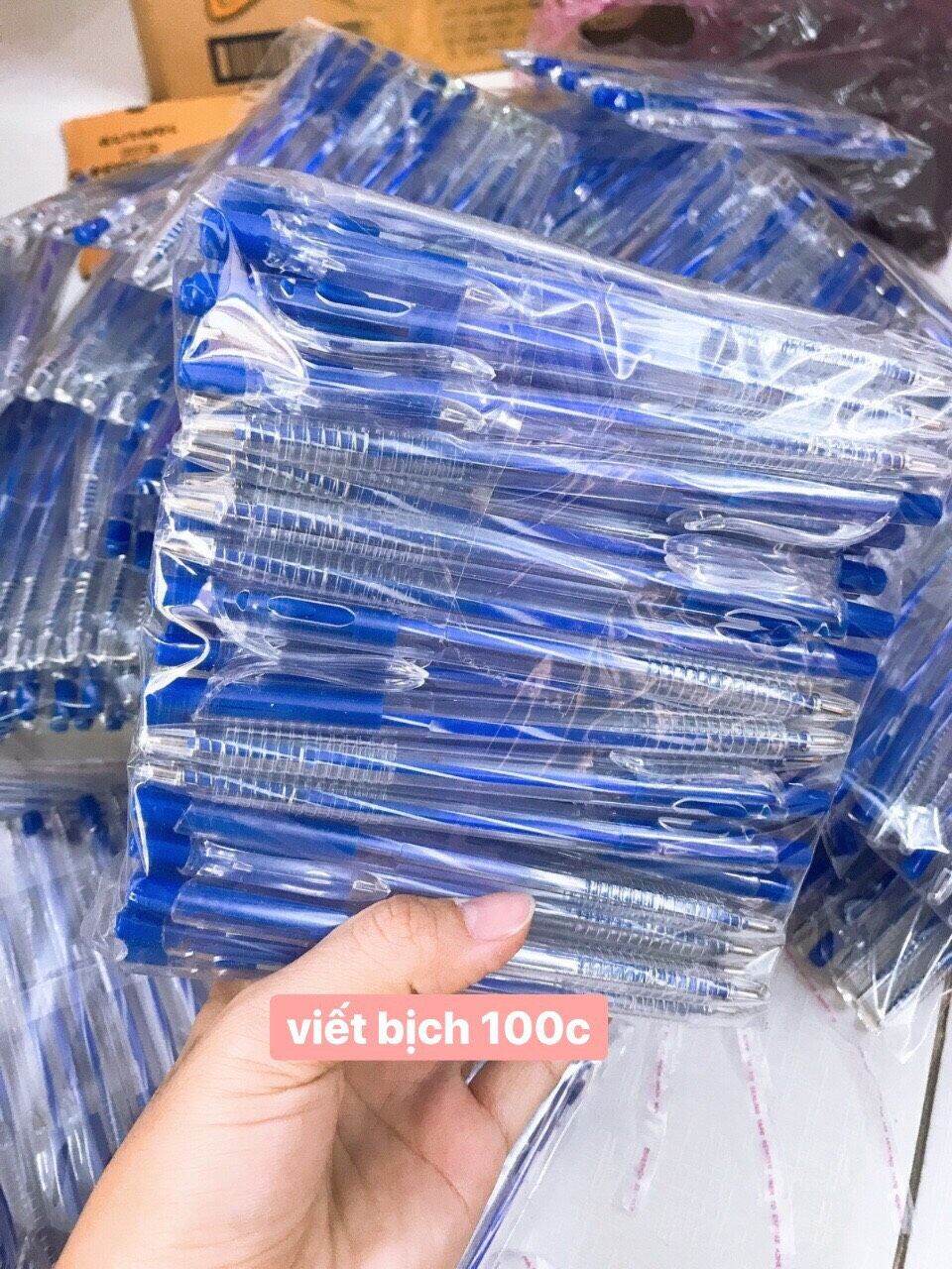 Bút bi xanh 100 cây giá siêu rẻ