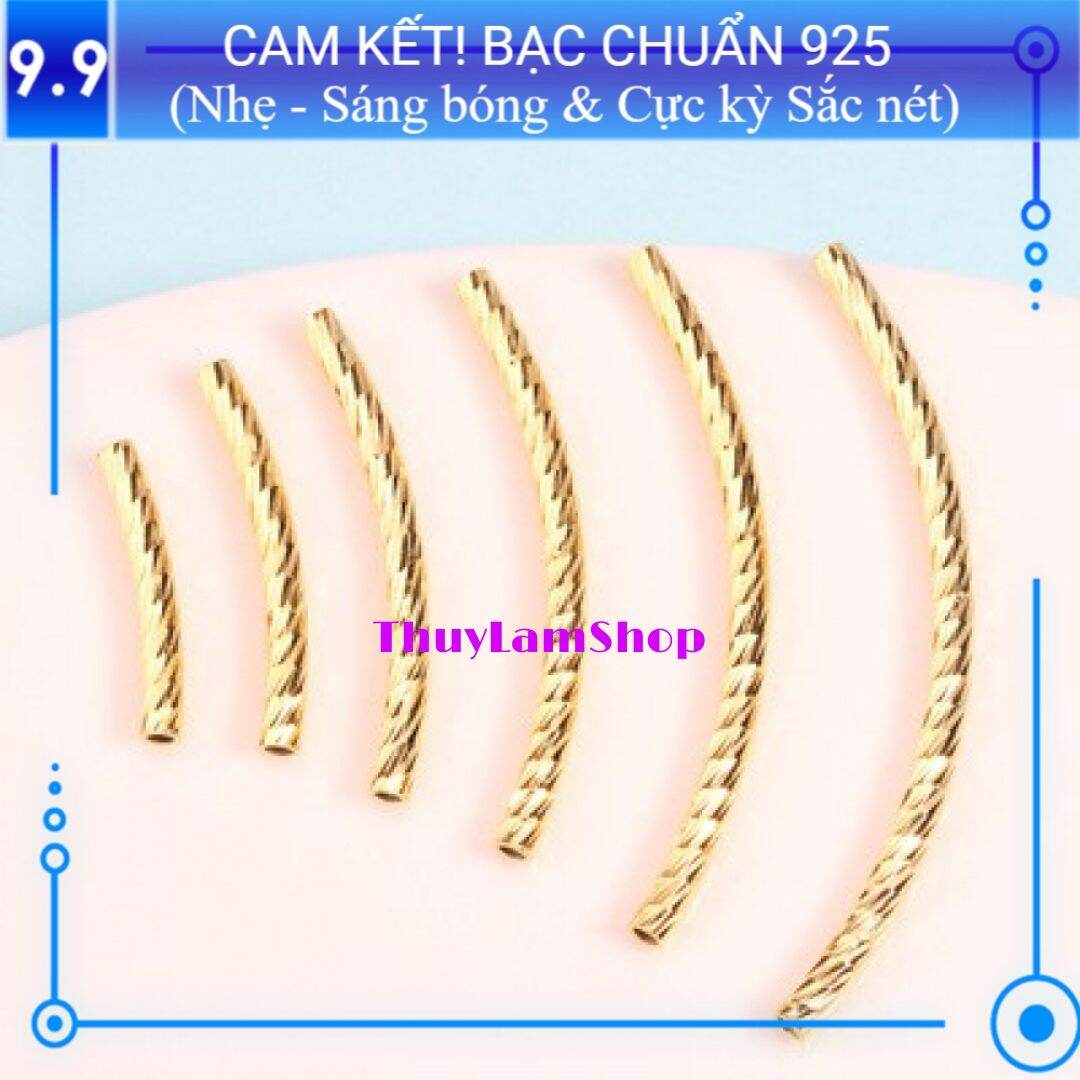 Charm ống luồn xoắn bạc 925 mạ vàng cao cấp xâu vòng