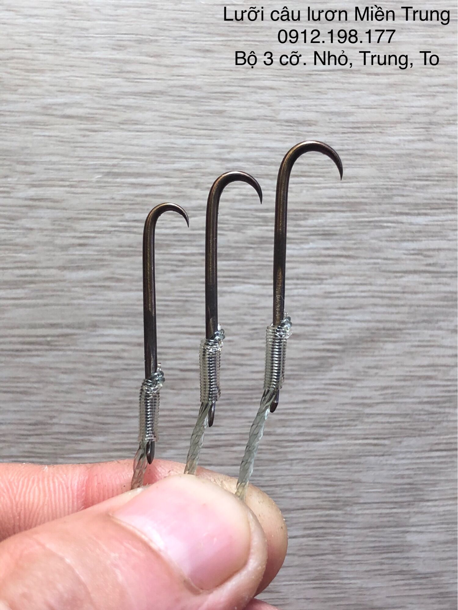 Lưỡi câu lươn, bộ 3 cỡ Nhỏ, Trung, To