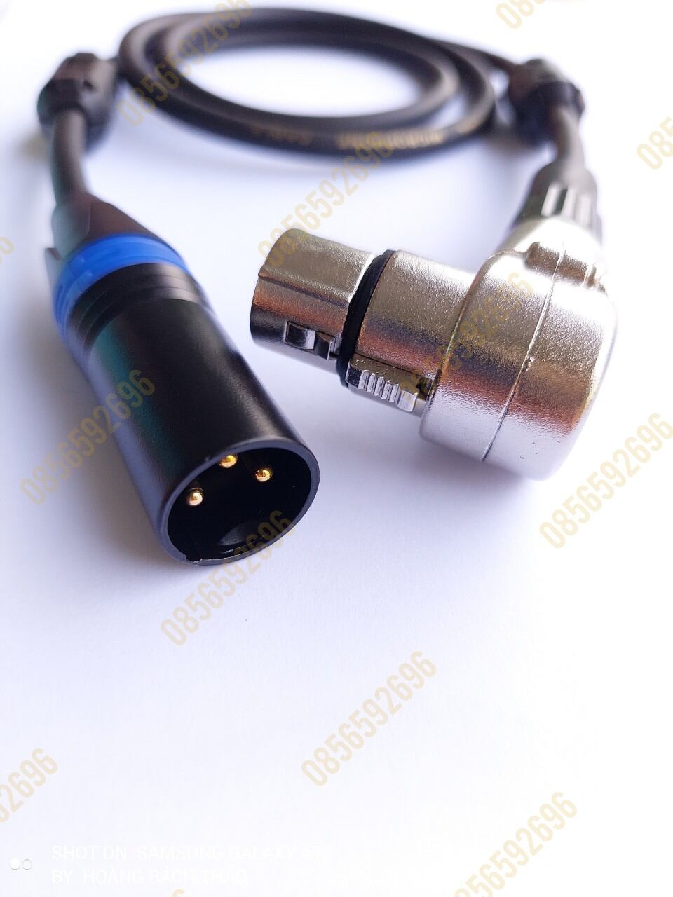 Dây tín hiệu jack canon âm L xoay-jack canon dương thẳng, dài 80cm