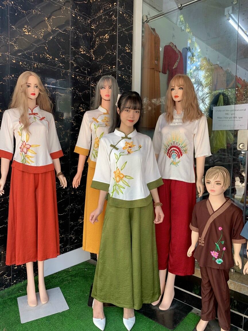 ĐỒ LAM ĐI CHÙA - MẪU SƯỜN XÁM VẢI LỤA PHÁP