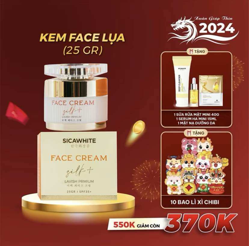 [HCM]FACE LỤA SICA WHITE SILK 25G  makeup kem nền SICAWHITE TRẮNG DA KIỀM NHỜNNGỪA MỤN MINHDANG19