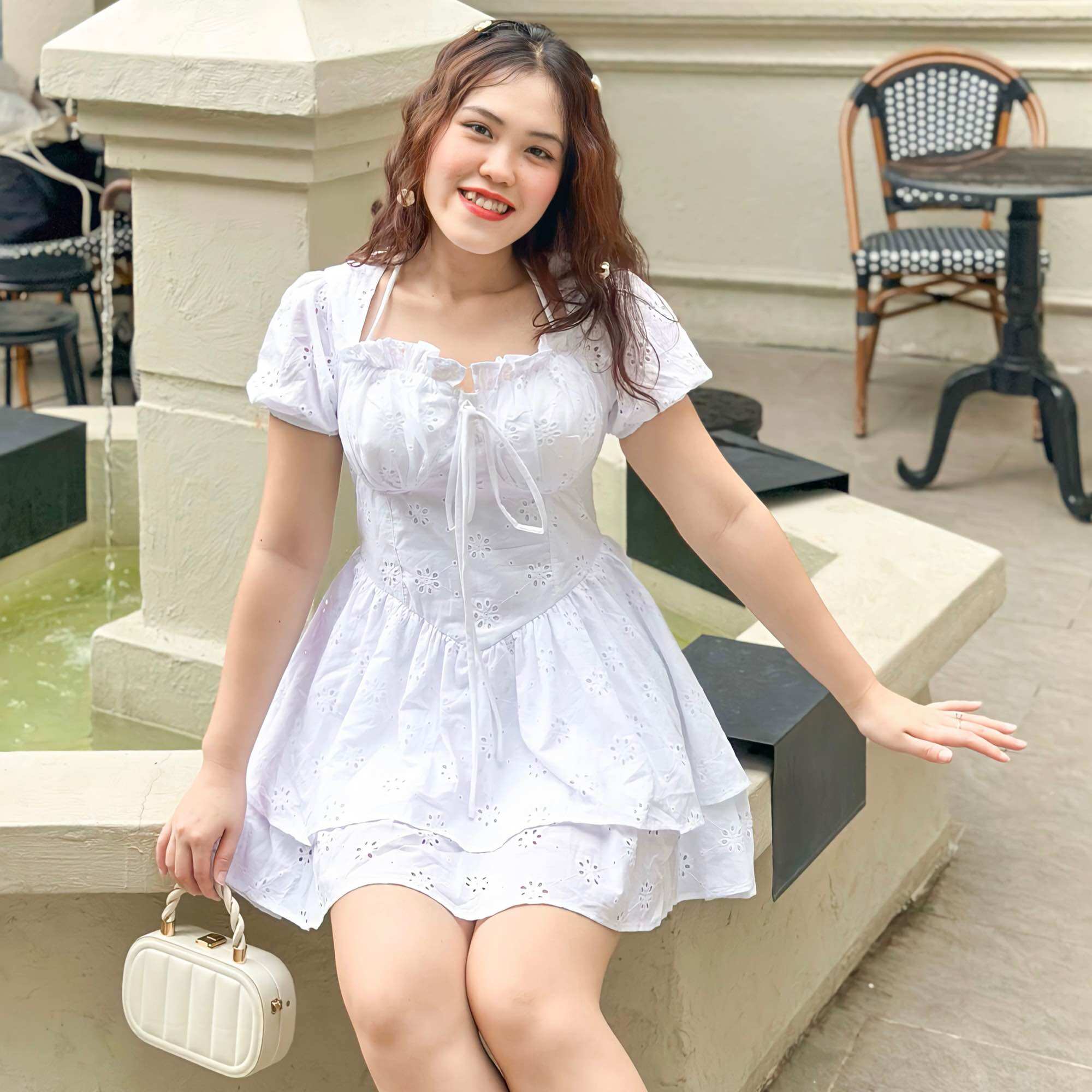 OOTD BIGSIZE | Đầm xô hoa tầng dây buộc cổ
