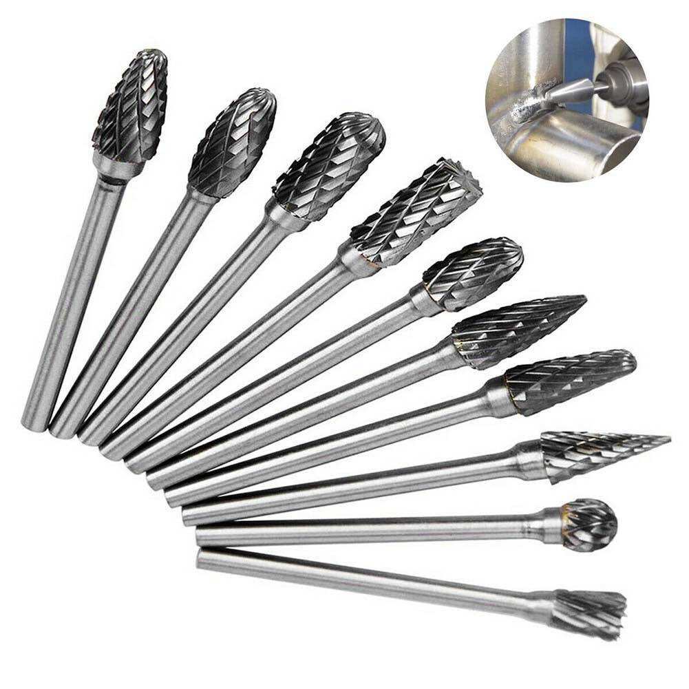 10 Cái Đầu Mài Thép Vonfram Bộ Mũi Khoan Cacbua, Dụng Cụ Khắc Gỗ Dụng Cụ Quay Bộ Mũi Khoan Mini