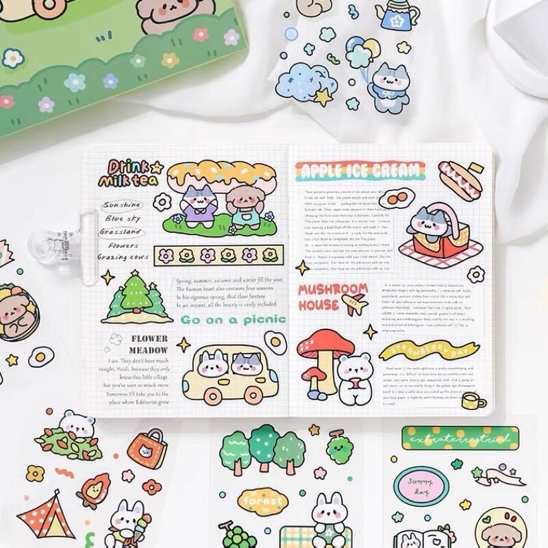 Sticker hộp 100 tấm cute Forest (PVC)