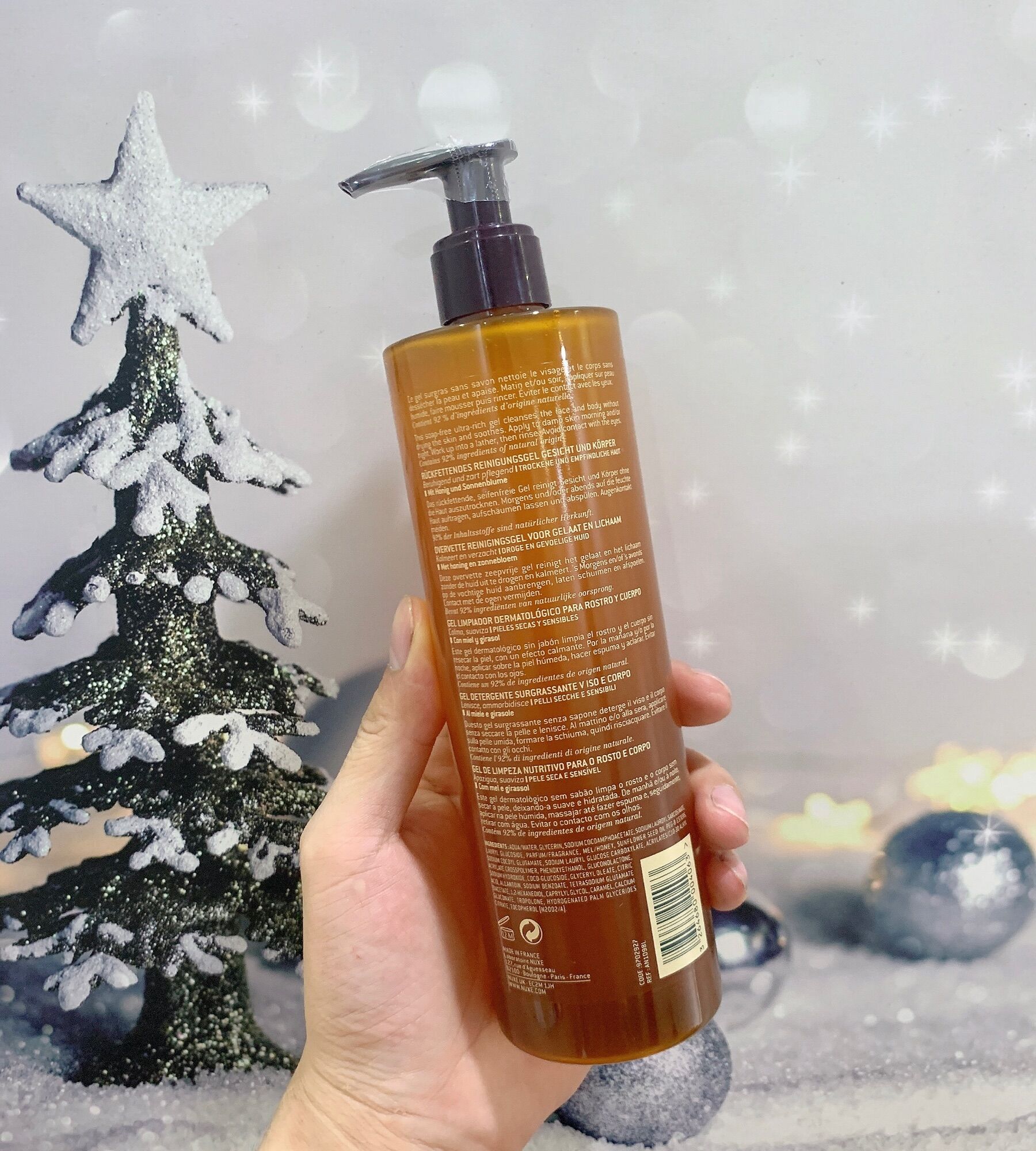 Gel tắm + rửa mặt Nuxe mật ong chai 400ml