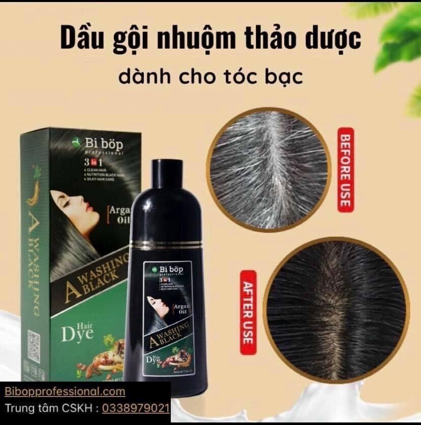 Dầu gội nhuộm thảo dược dành cho tóc bạc Bibop chai 500ml giá rẻ