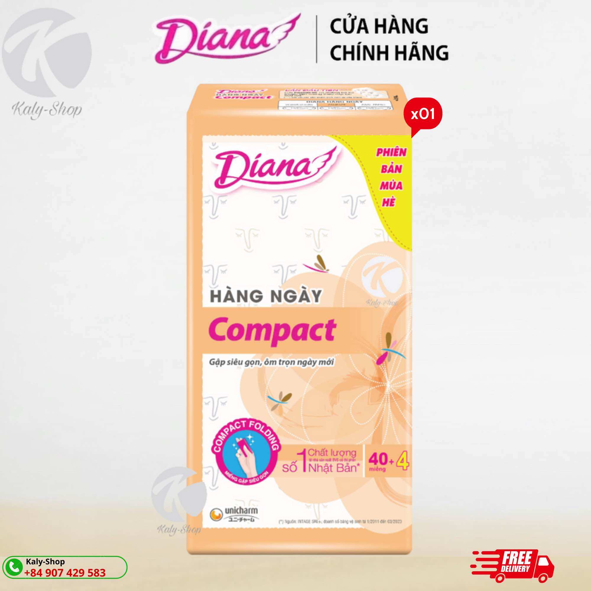 [Tặng Thêm 4 Miếng] Combo 6 Gói Băng Vệ Sinh Diana Hàng Ngày Compact Gói 44 Miếng