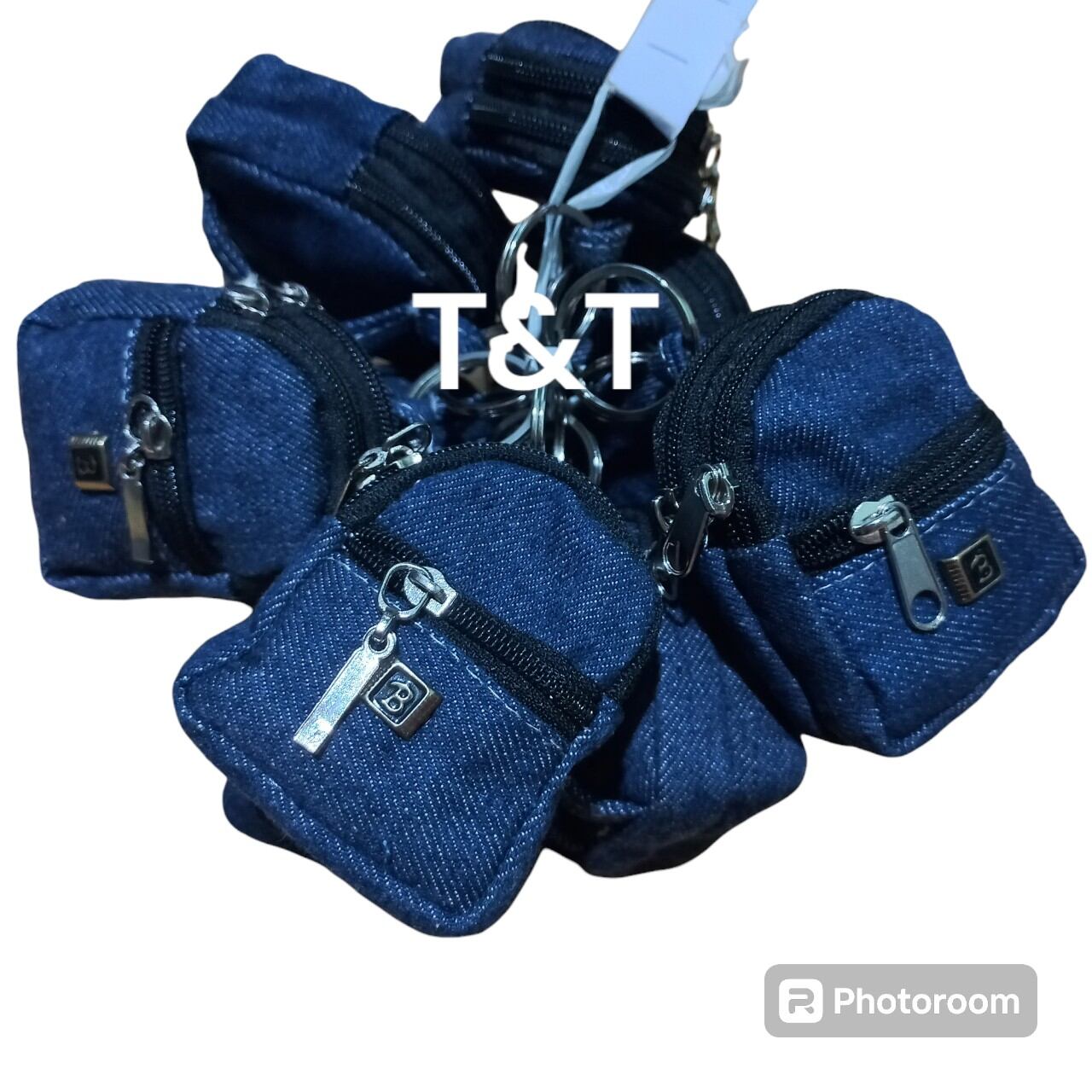 Móc khóa balô 3 ngăn vải jean