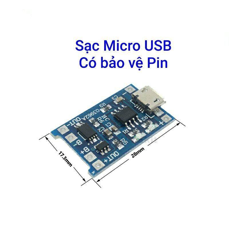 Mạch sạc pin 18650 có ic bảo vệ cổng Micro và type C loại tốt