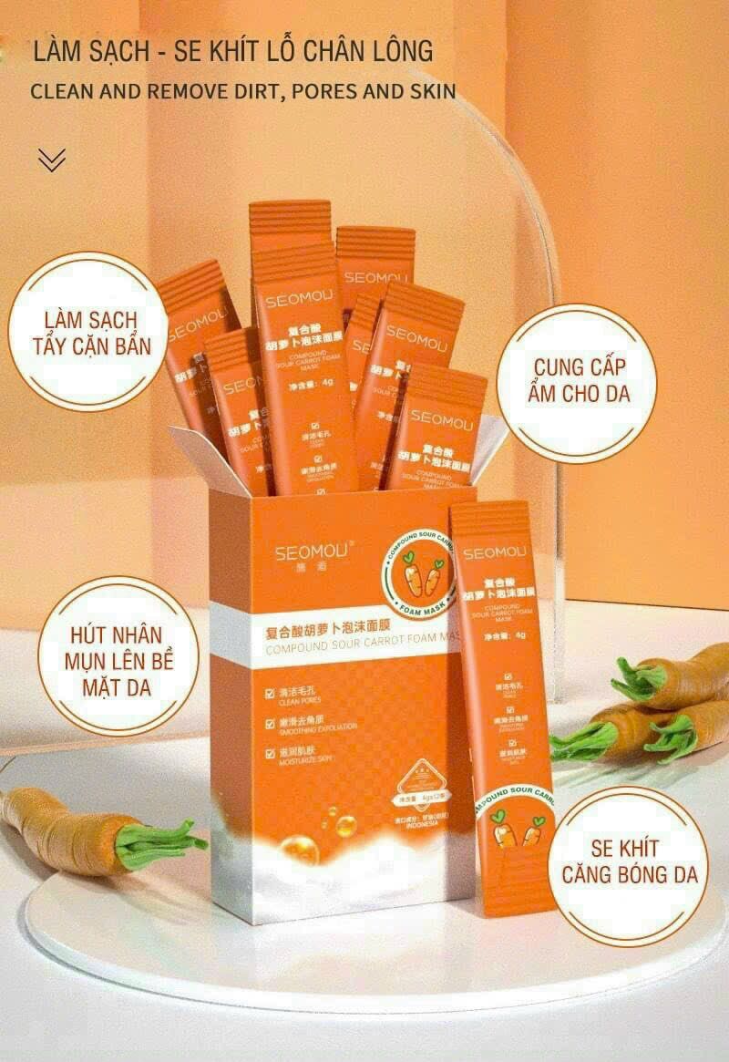 Mặt nạ sủi bọt cà rốt detox da mặt