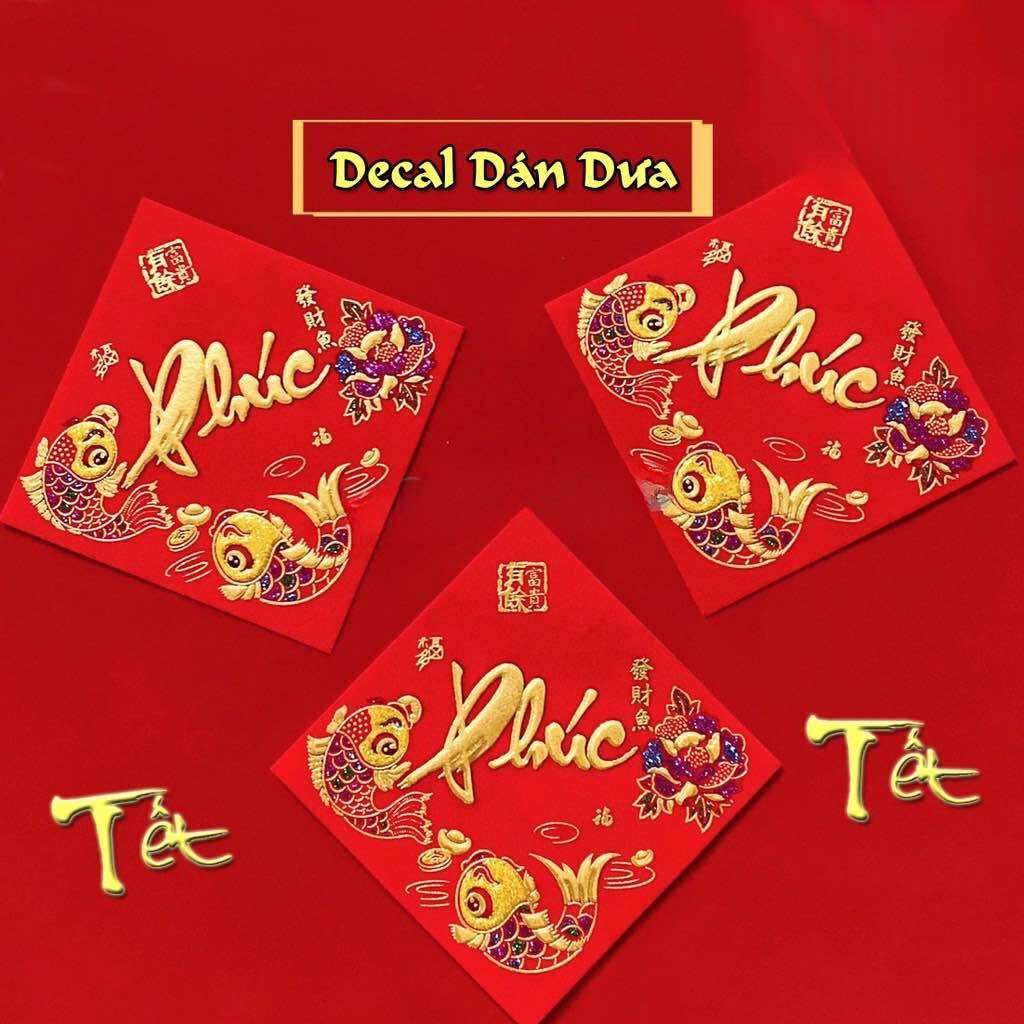 Miếng decal dán dưa bưởi trang trí lễ Tết