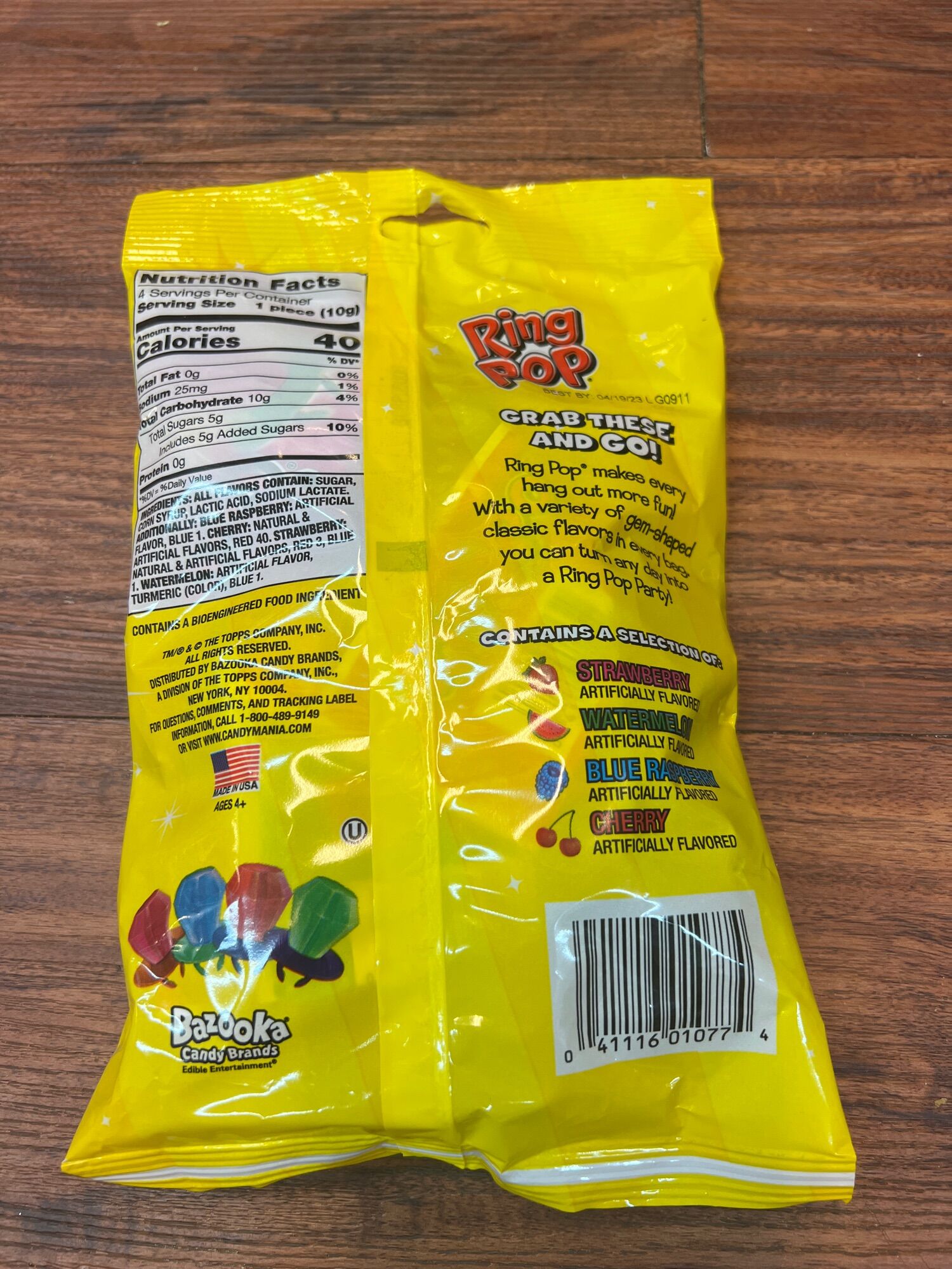 Kẹo Ring Pop 4viên - TL 40gr - Nhập từ Mỹ