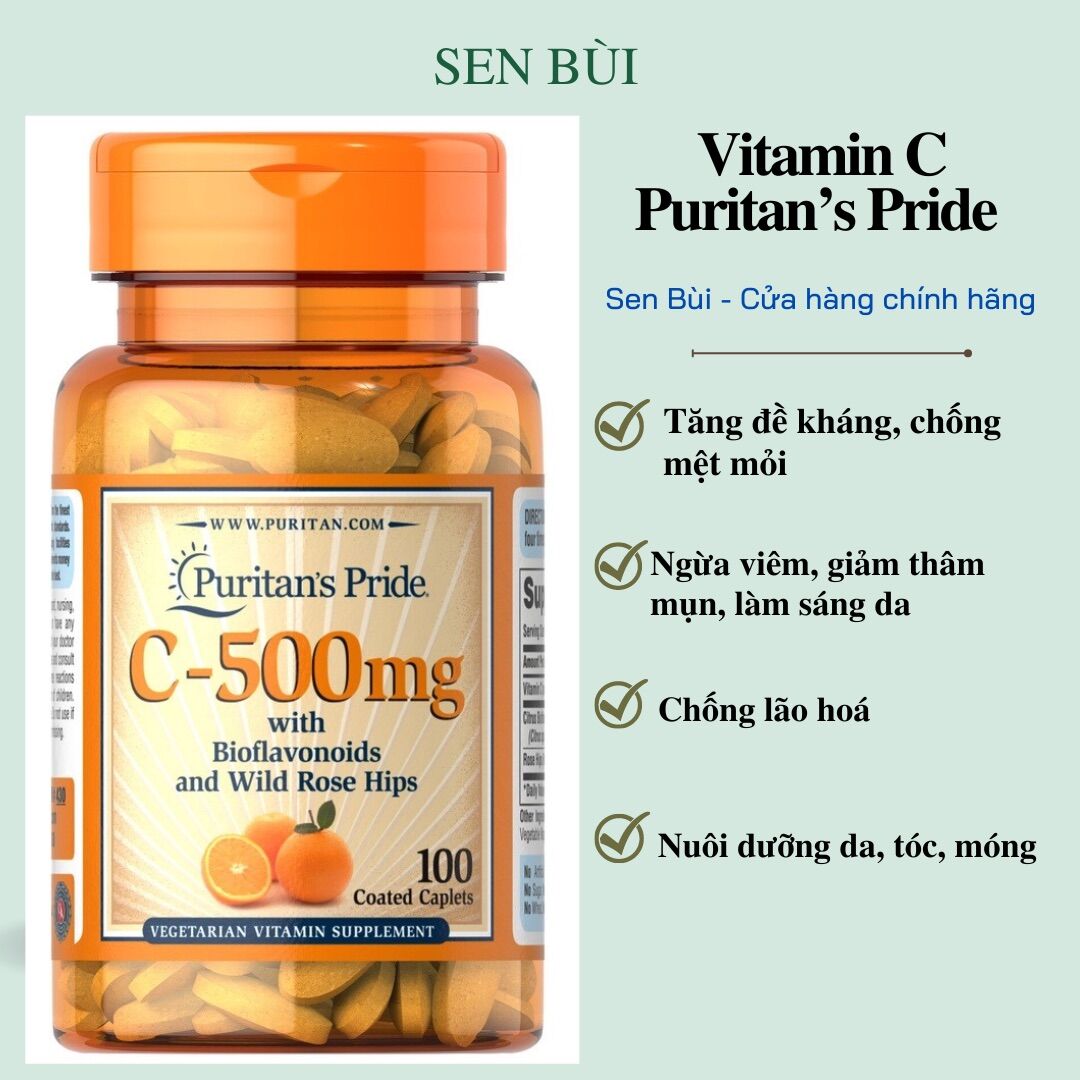 Vitamin C Puritan’s Pride 500mg 100viên Puritan’s Pride C-500mg Puritan Pride VitaminC