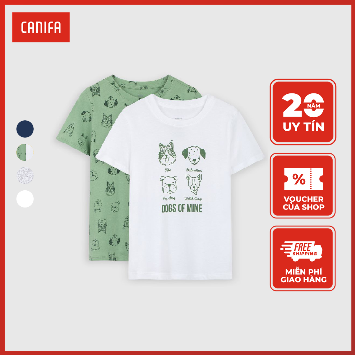 combo 2 áo thun bé trai CANIFA áo phông mặc nhà bé trai đạt chuẩn Oekotex kiểu dáng bo cổ chất liệu 100 cotton 2LA22S002