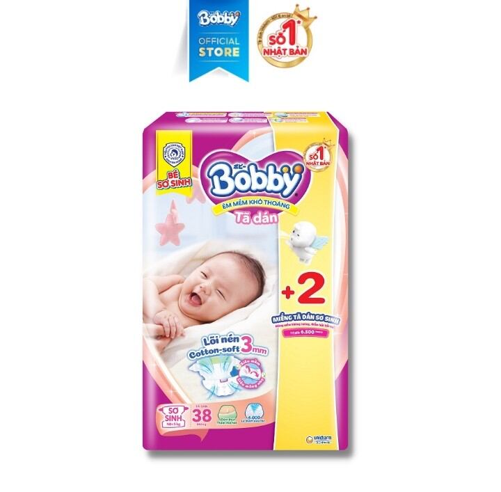 Tã dán bobby sơ sinh xs38 + 2 cho bé dưới 5kg