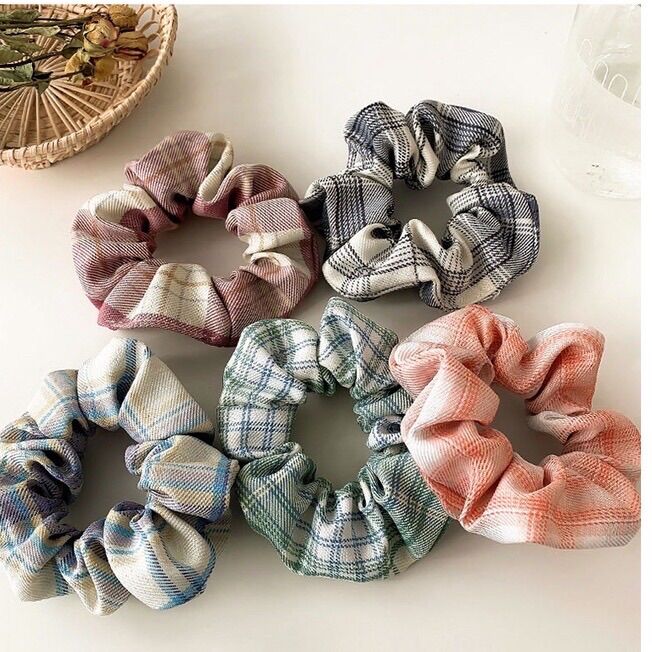 [HCM]Dây cột tóc, buộc tóc vải Caro Scrunchies CT16VA