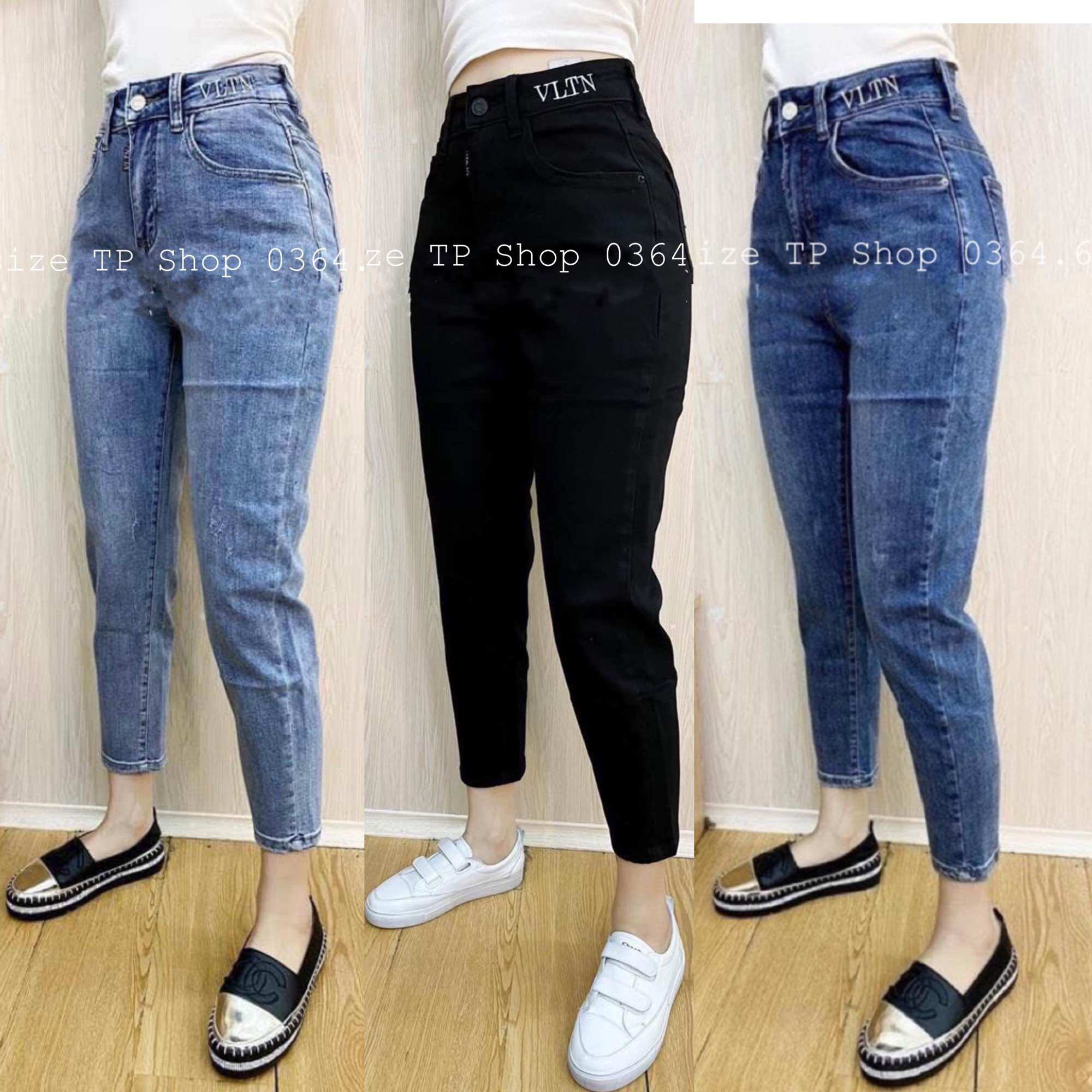 Quần jean nữ bigsize , quần baggy bigsize đen, có 3 màu Hot