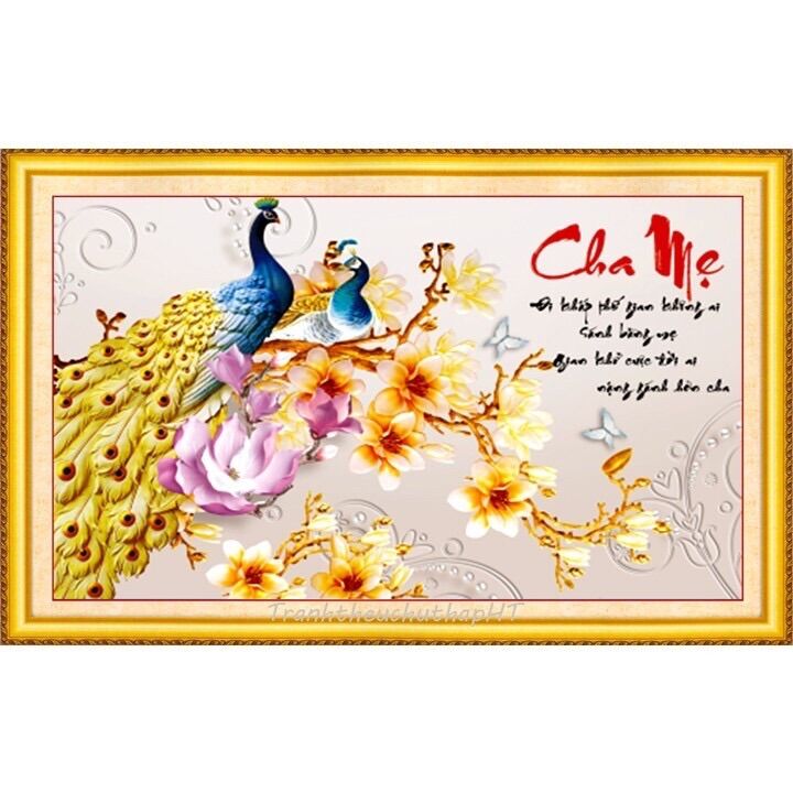 Tranh đính đá cha mẹ lv171/ 55x83cm / chưa đính đá