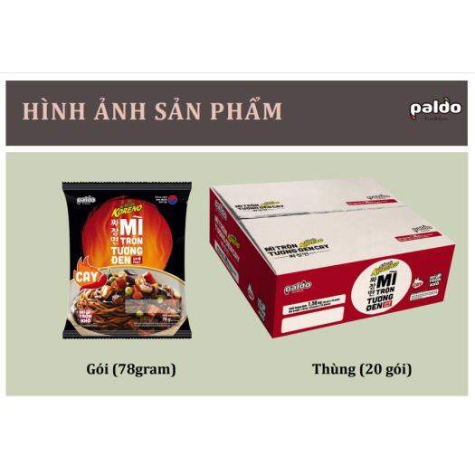 Cần 138.000 đ/thùng 20 gói gói mì trộn tương đen cay hàn quốc koreno paldo 78g / gói- mì mới ra vị ngon đẳng cấp