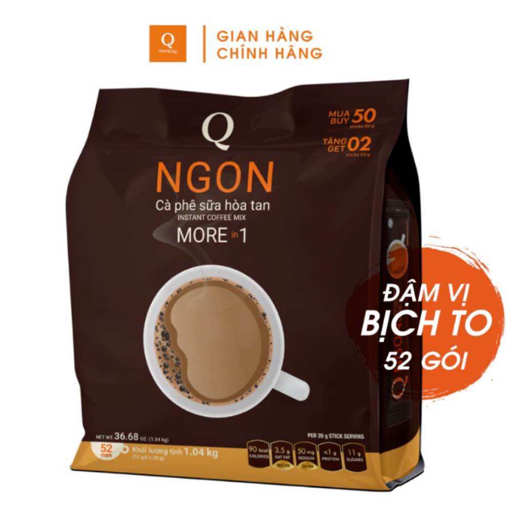 Cà phê sữa Ngon Trần Quang bịch lớn 1.04Kg 52 gói 20g HSD 2025
