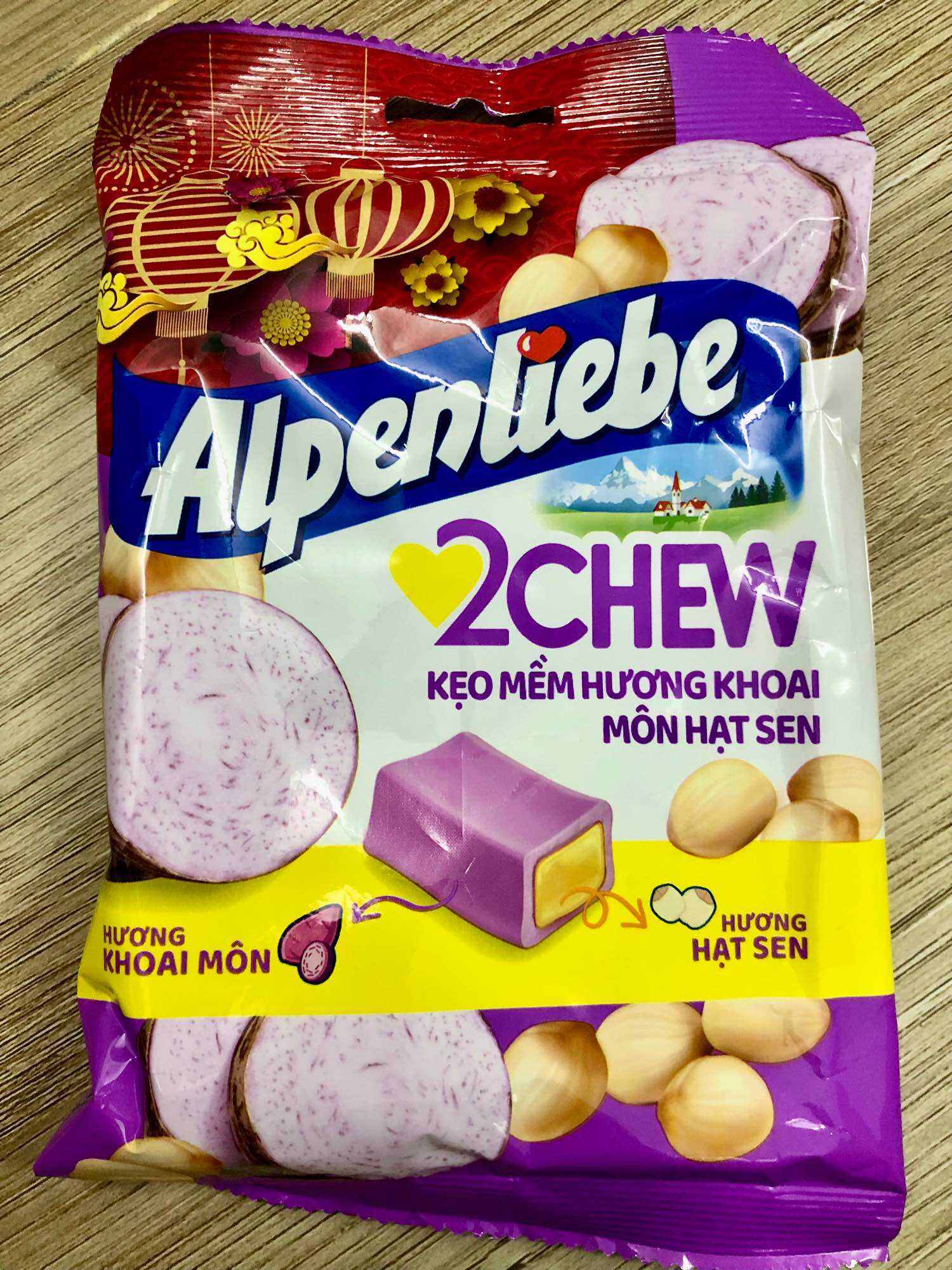 Kẹo Alpenliebe 2Chew kẹo mềm hương khoai môn hạt sen 84g