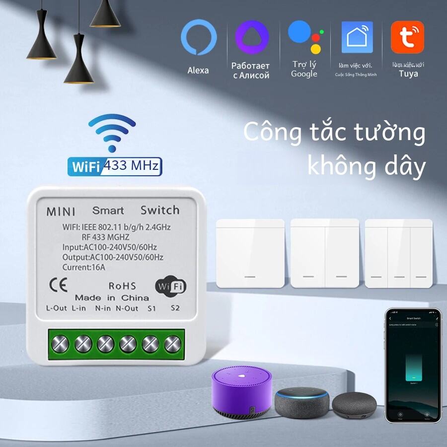 Tuya Thông Minh Wifi Switch Rf 433 Mhz Điều Khiển Giọng Nói Không Dây Tương Thích Với Alexa Google Cuộc Sống Thông Minh Ứng Dụng Chiếu Sáng Tự Động Hóa