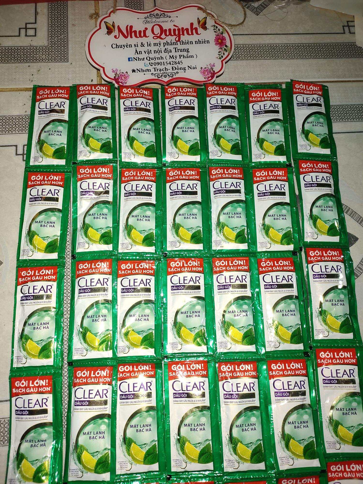 chính hãng 💯-goi lớn) 100 gói dầu gội clear bạc hà giảm gầu