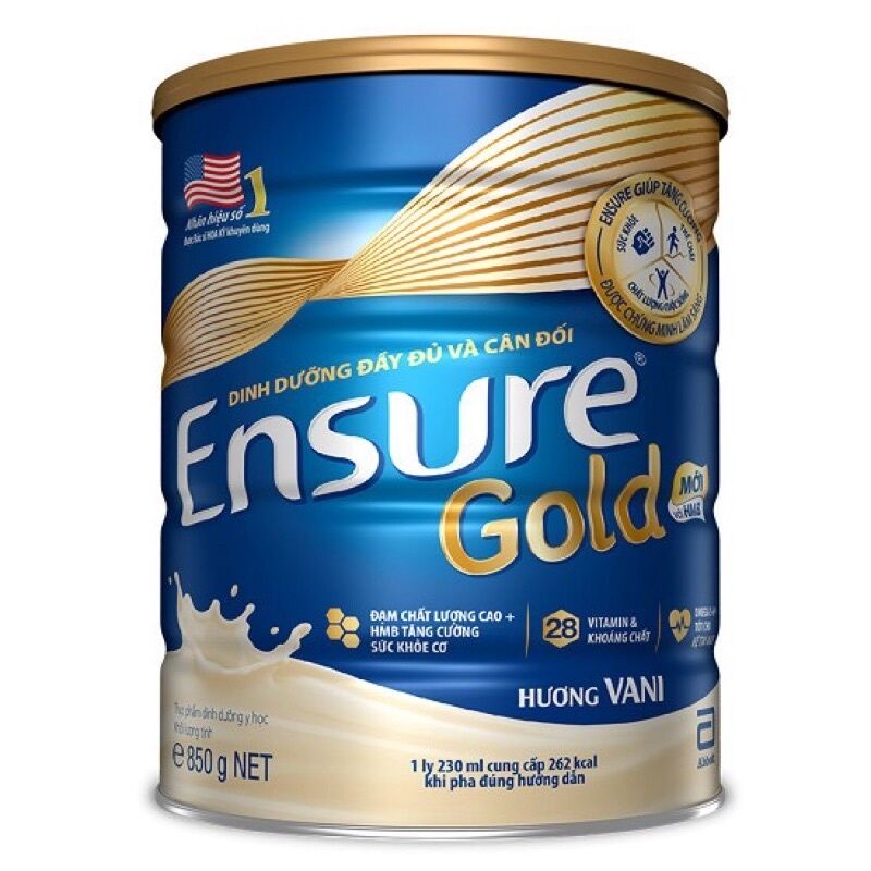 Sữa bột Ensure Gold Vani 850g date mới