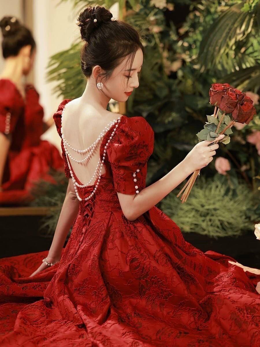 ĐẦM  REN THÊU XÒE PHỒNG DÂY NGỌC
