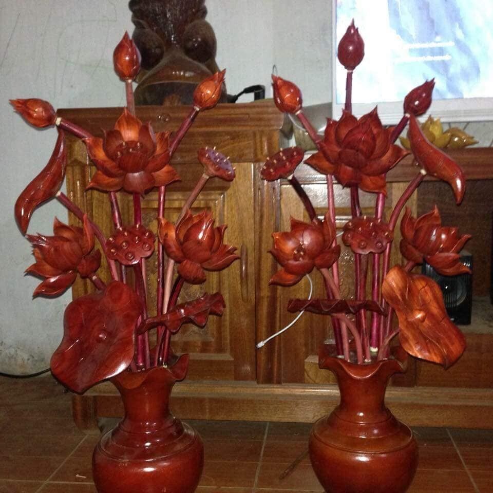 Hoa sen gỗ hương 1 bình