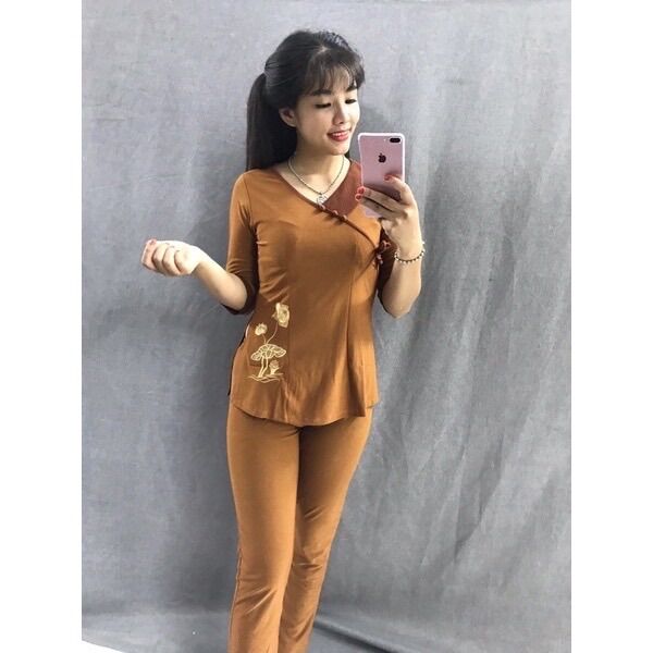 Đồ Lam Đi Chùa ➕Mẩu Thun Tim Nơ