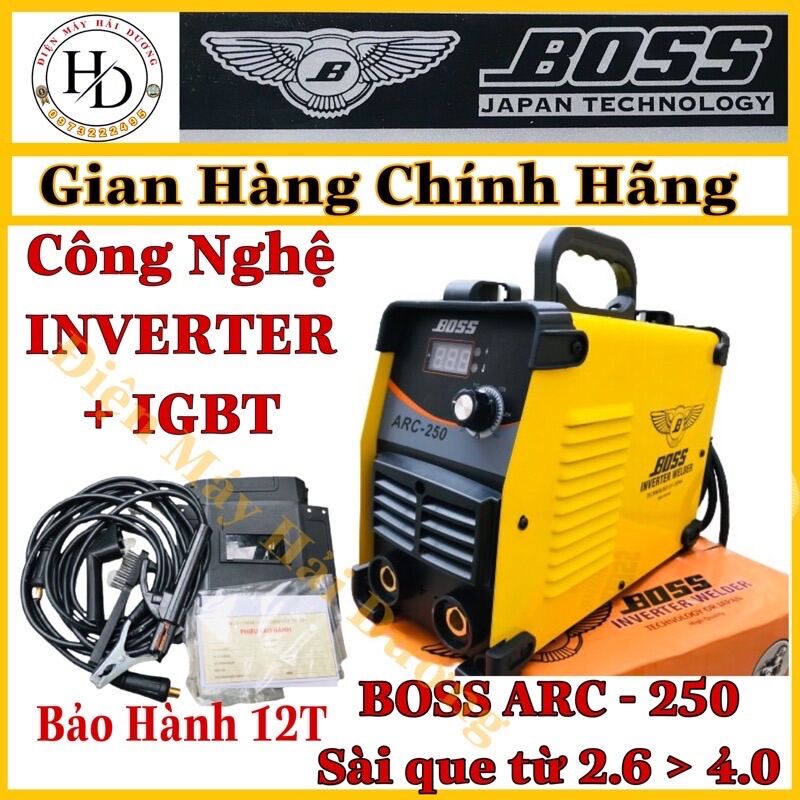 Máy hàn điện tửmáy hàn que BOSS - ARC 250 Nhật Công Nghệ INVERTER + IGBT. BH 1Năm