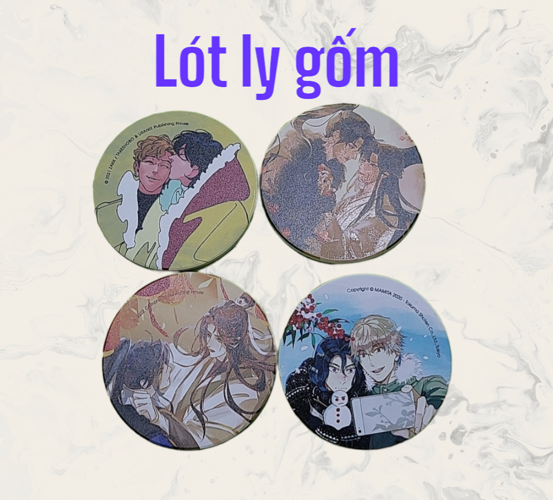 Lót ly gốm metal, canis, t.t.tửu 2, husky sư tôn 4. lót ly gốm bl.