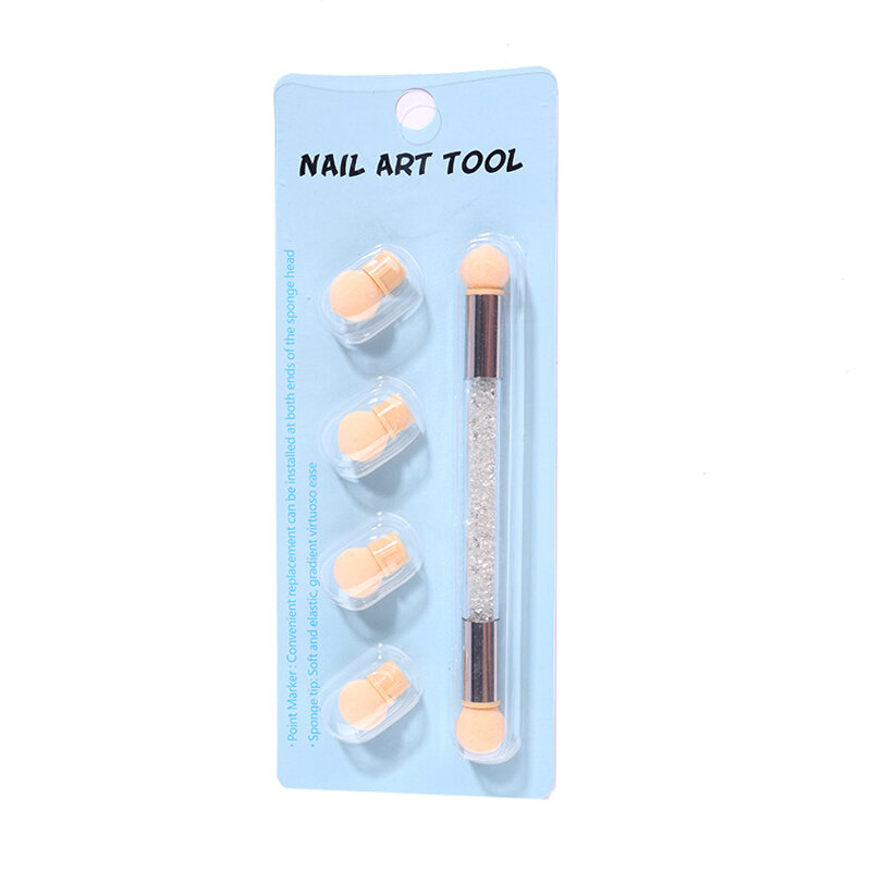 Đôi đầu bọt biển nở gradient bút viết rửa móng tay nghệ thuật bàn chải miếng bọt biển uv gel đánh bóng làm móng tay công cụ