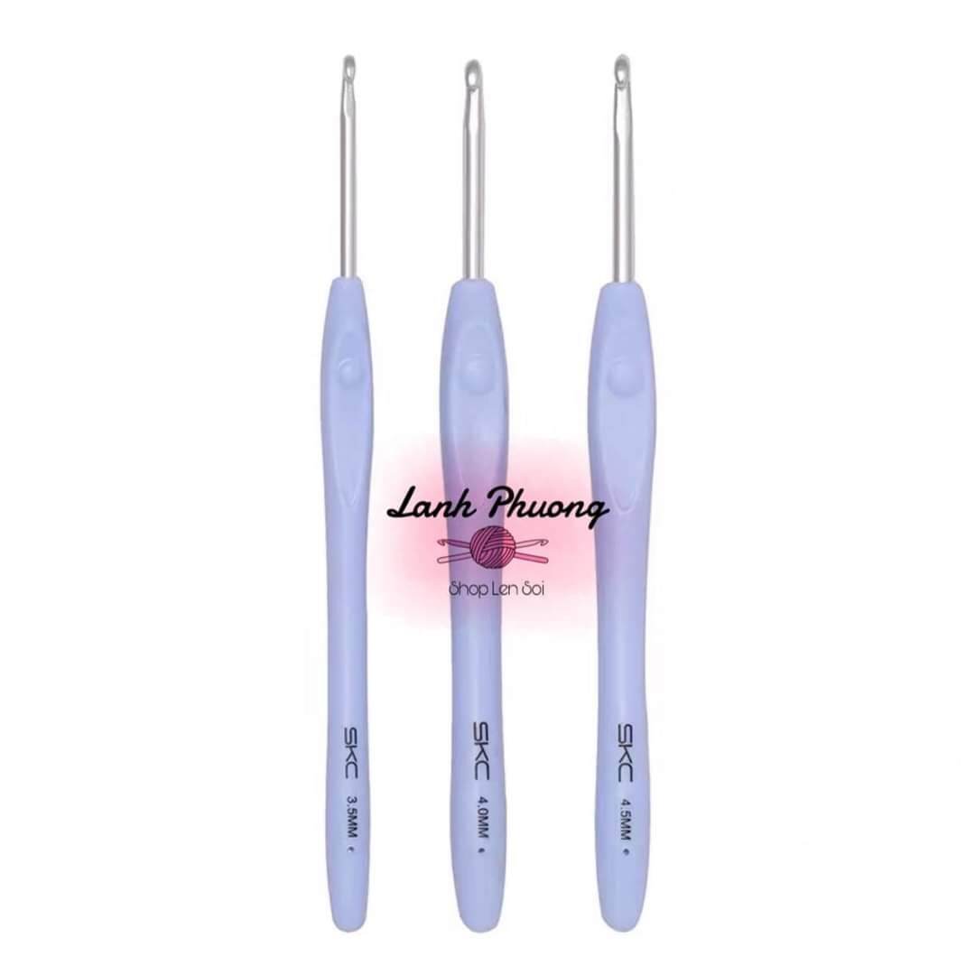 Kim Móc Len Cán Nhựa Mềm SKC/ Trắng bạc size mini