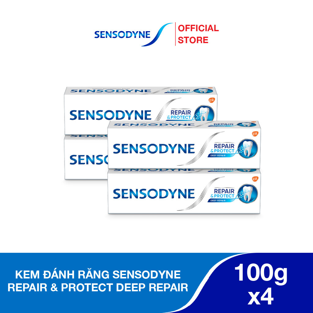 Bộ 4 Kem đánh răng SENSODYNE Repair & Protect Deep Repair 100g giúp phục hồi sâu và bảo vệ răng ê buốt