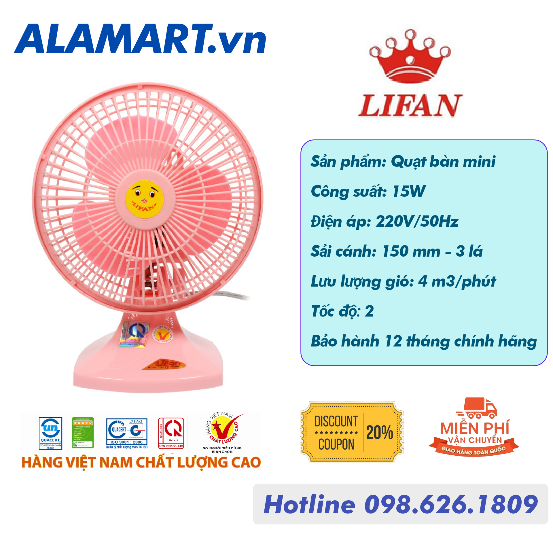 [HCM]Quạt bàn MINI Lifan B-106 Quạt sử dụng cho văn phòng siêu cute quạt mát