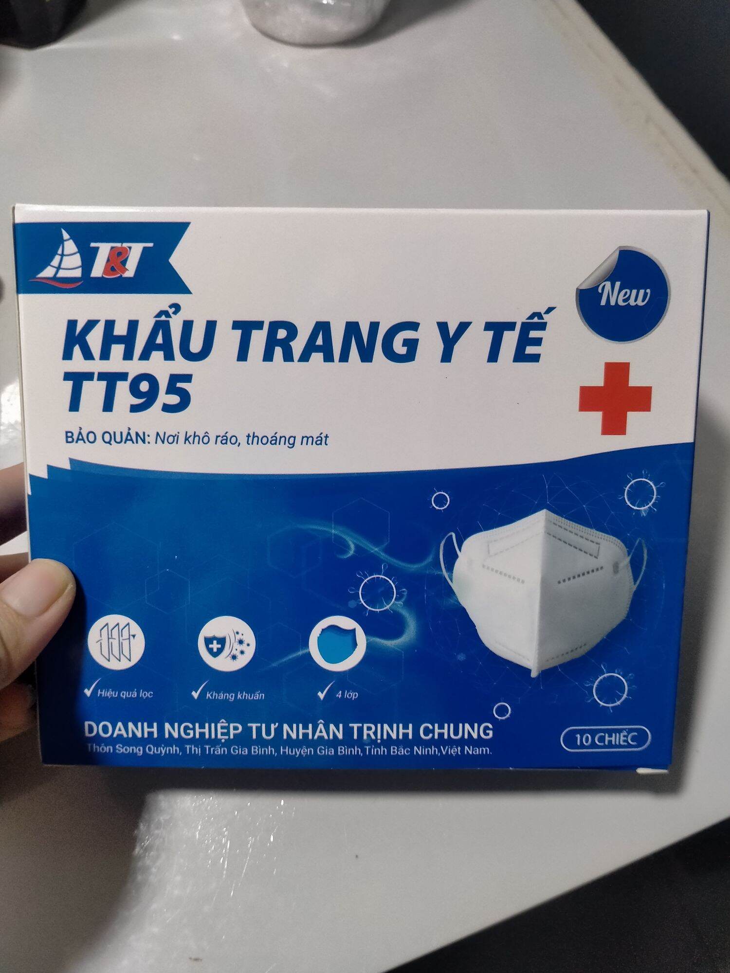 (Hộp 10 cái) Khẩu trang y tế TT95 Mask không van, chuẩn hàng công ty