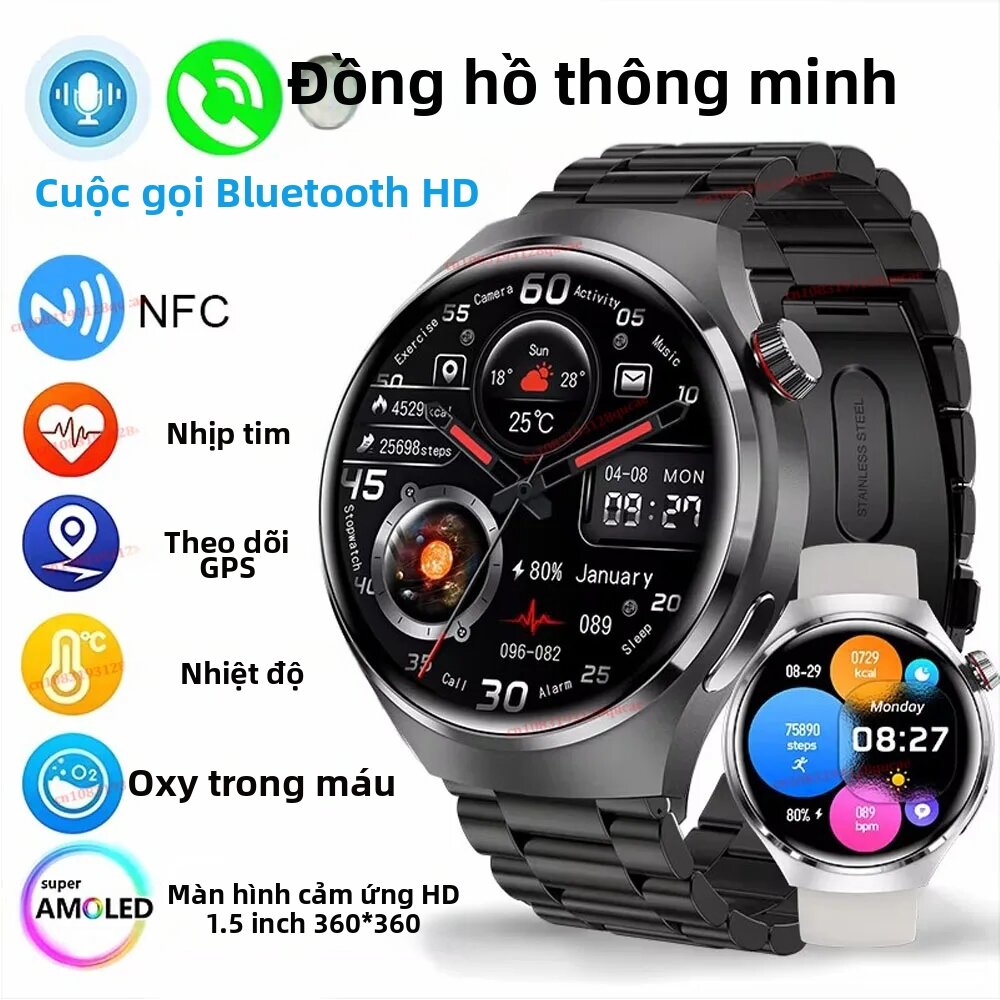 Đồng Hồ Thông Minh Màn Hình AMOLED HD Mới 2026 Dành Cho Nam, Tích Hợp GPS, Cảm Biến Nhịp Tim, Gọi Bluetooth, Chống Nước, Tương Thích Với Android Và iOS