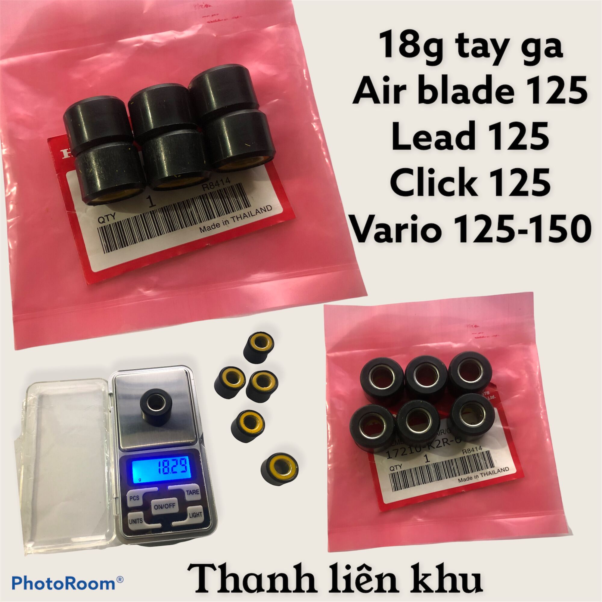 Bi nồi 18g cho tay ga 125cc ( air blade 125, lead 125, click 125, vario) made in Thailand ( bộ 6 viên)