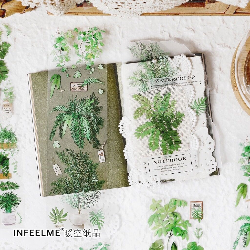 Set 6 tờ sticker hình hoa, lá , chậu cây, … dùng để trang trí. 