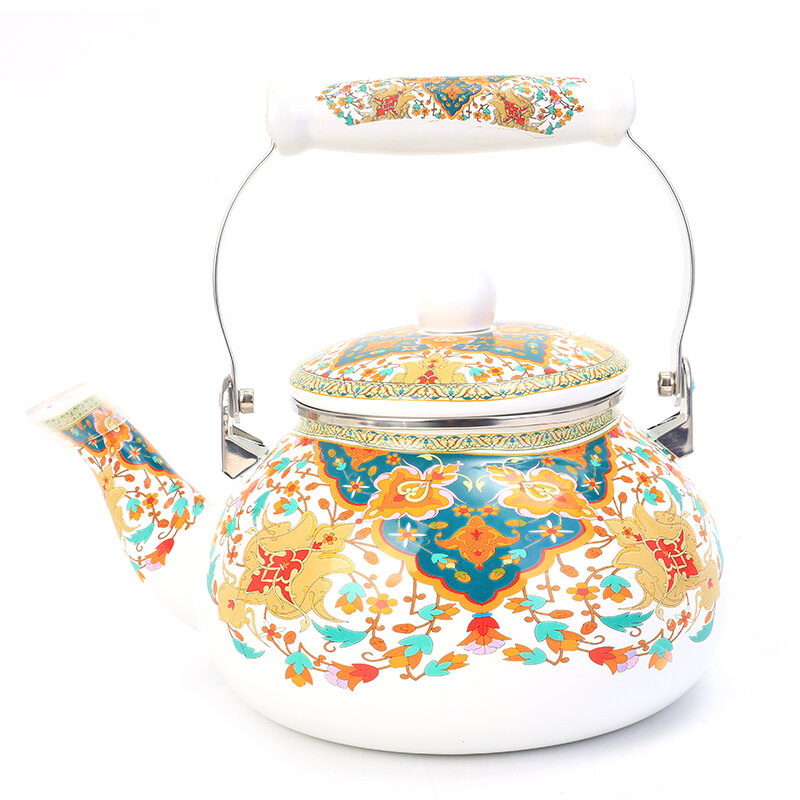 Thickened Flat Bottom 2.4L Enamel Kettle with Cartoon Le Sucre Rabbit Pattern Universal Boiled Water Kettle Cold Water Kettle Teapot Milk Tea Pot