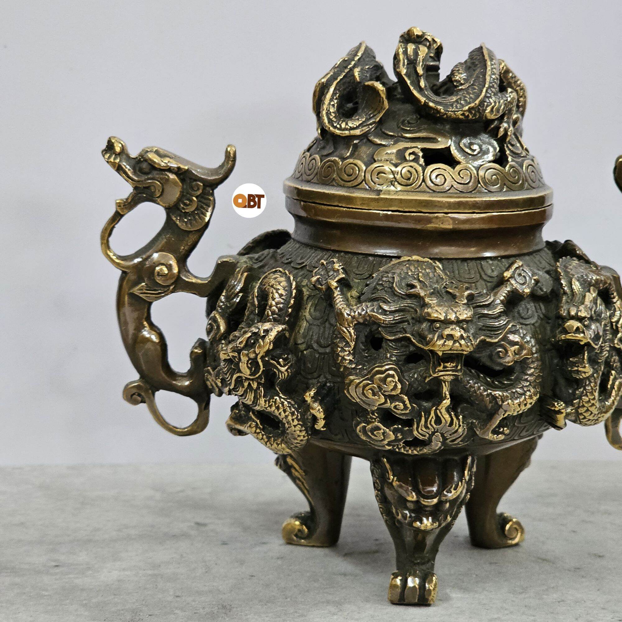 Xông trầm cửu long bằng đồng phong thuỷ