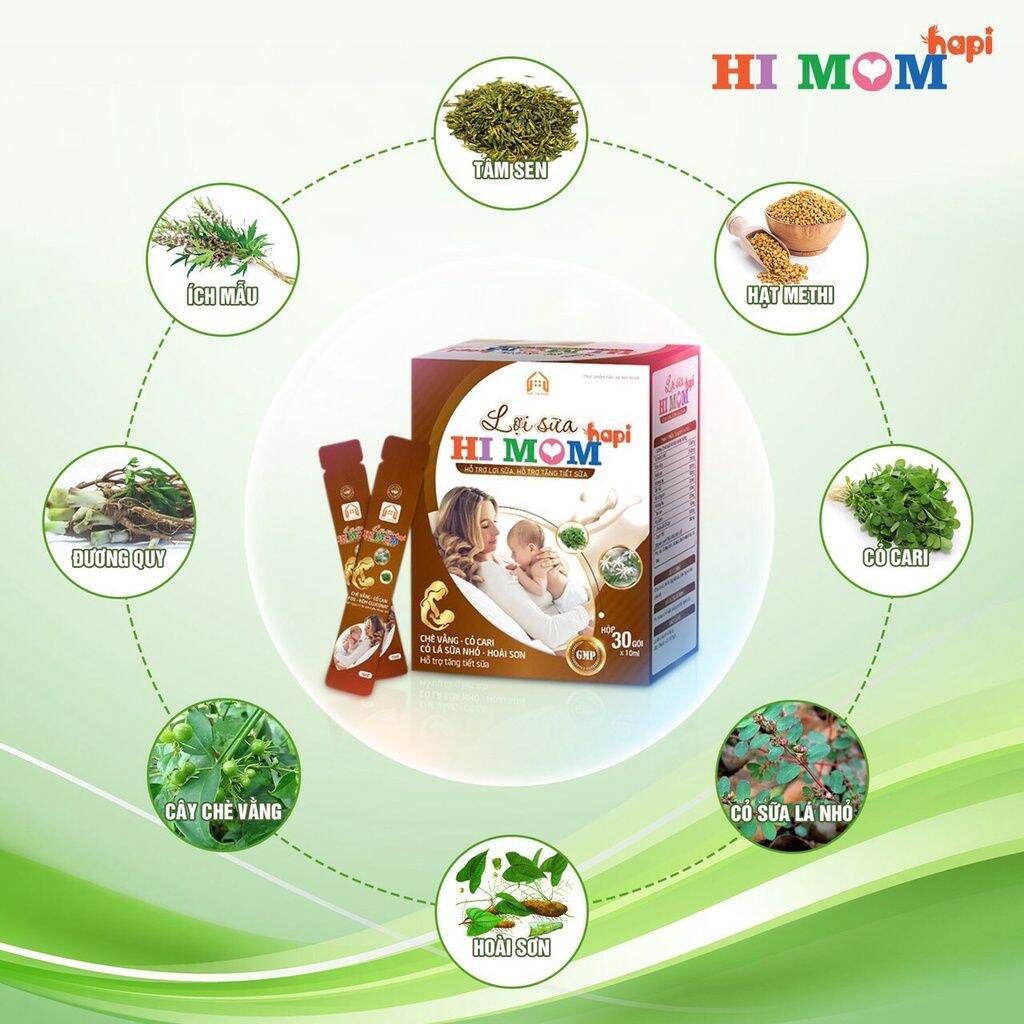 [1 HỘP]Lợi Sữa HI MOM Hapi Chính Hãng