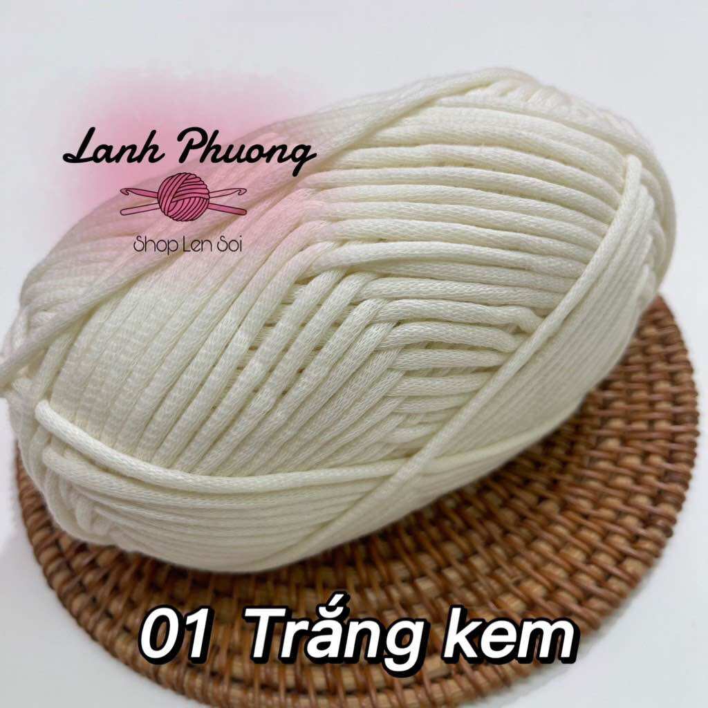 Sợi vải bông ribbon yarn móc túi xách cuộn 100gr