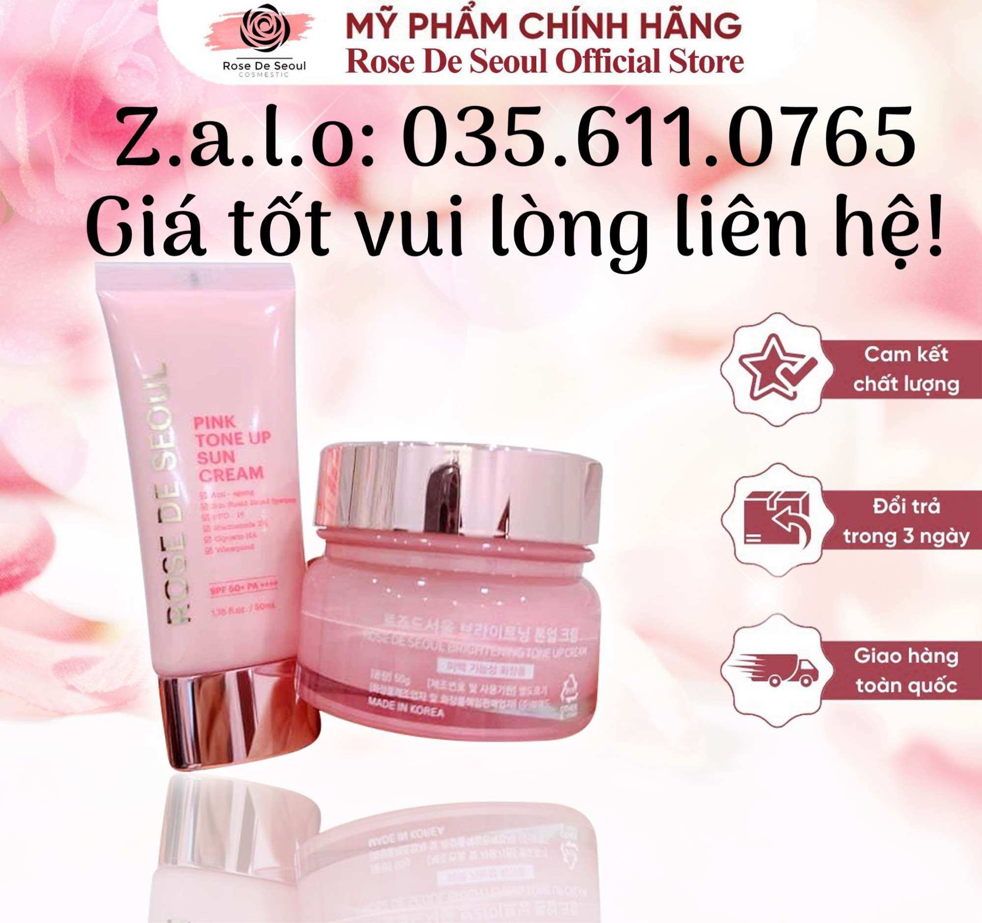 Combo kem chống nắng rose de seoul và kem ngày rose de seoul