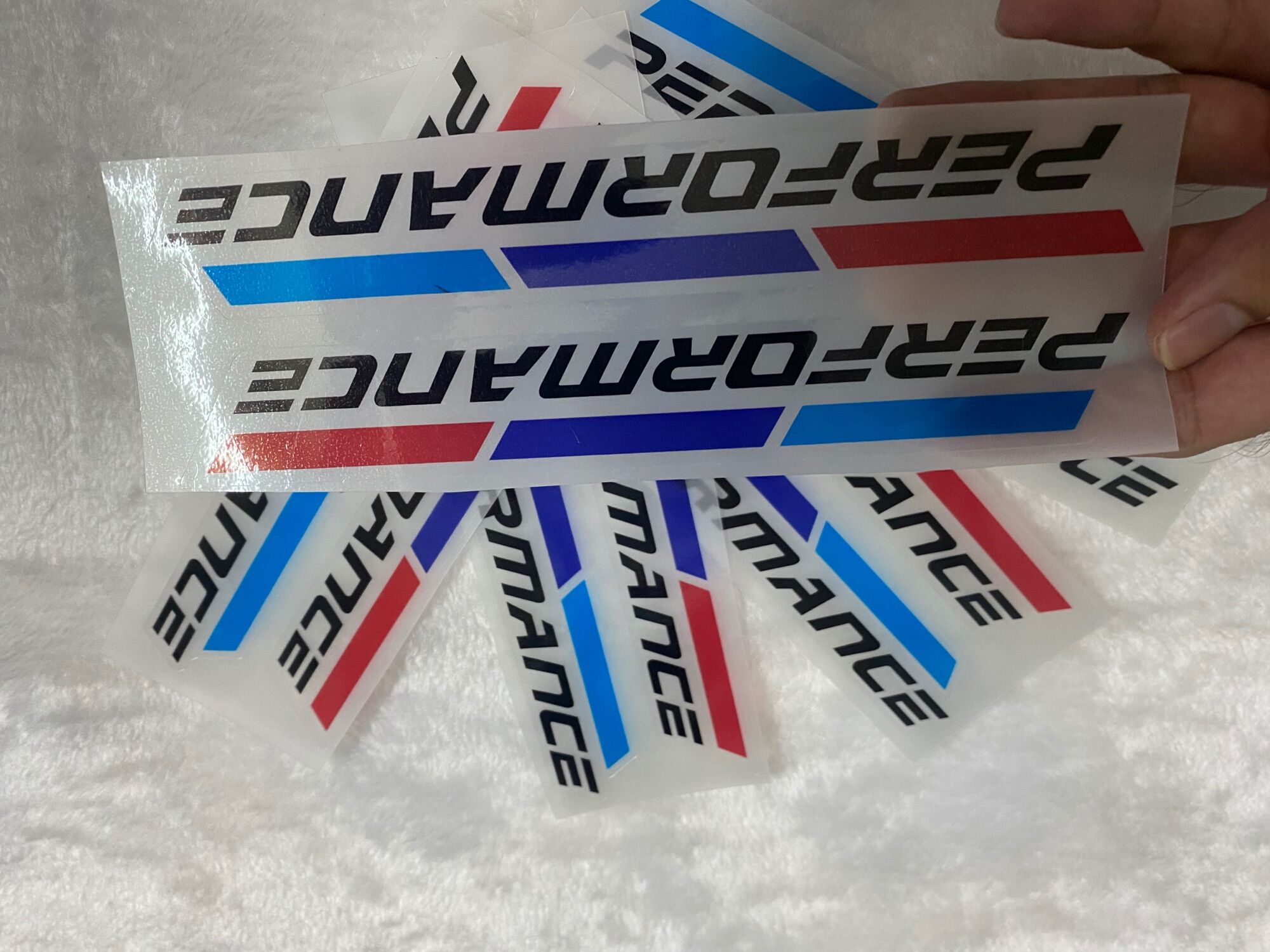 Cặp tem performance xanh xanh đậm đỏ decal siêu trong