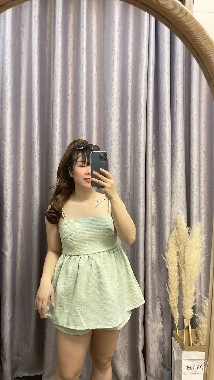 Sét peplum 2 dây nơ vai bigsize Kim Ngân 50 đến 90 kg